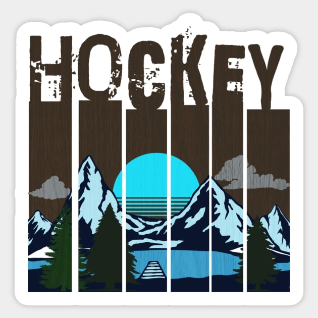 Hockey on Wood Sticker by Ice-9 Designs